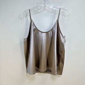 Leith Womens' XL Shimmery Champagne Color Adjustable Spaghetti Strap Top